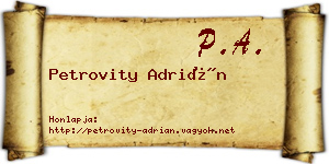 Petrovity Adrián névjegykártya